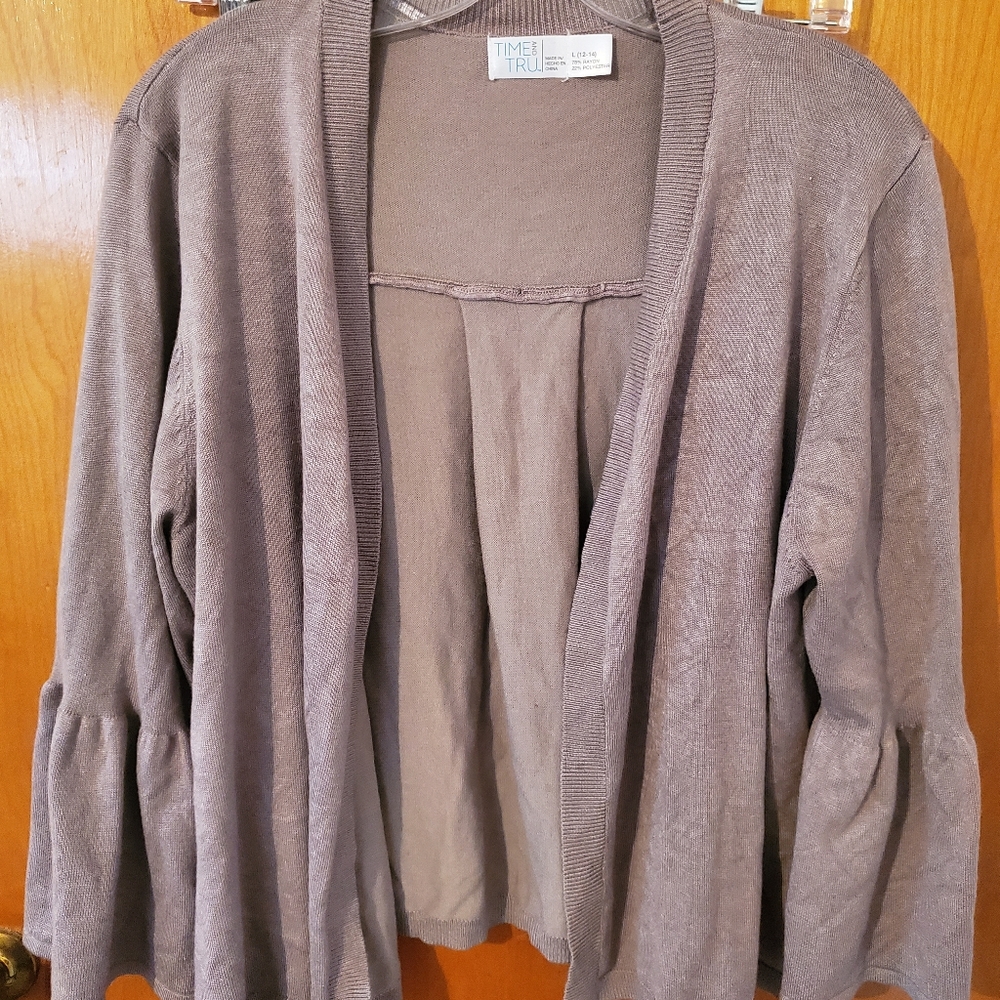Sz L Tan Shrug Sweater